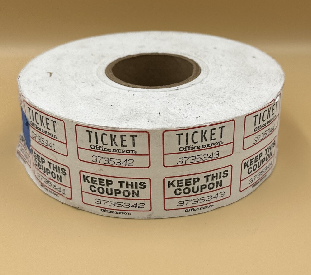 Double Raffle Ticket Roll  Tickets  White Drawing  Numbered  Starts 3735341