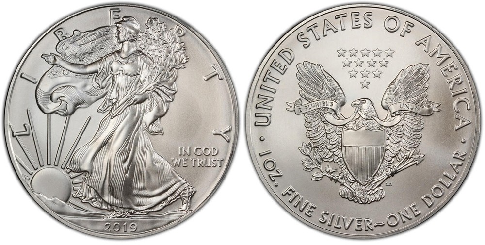 2019 Silver American Eagle Walking Liberty Dollars - TREASURY TUBE of 20, $689
