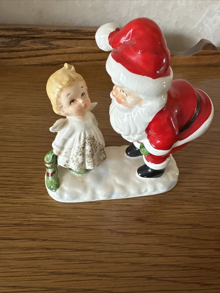Vintage Christmas Lefton 7801 Santa and Baby Angel Figurine