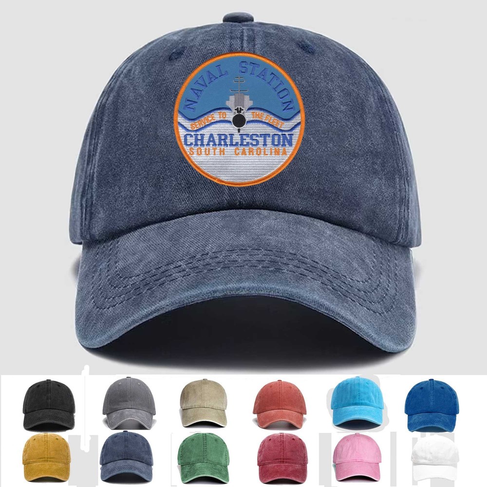 Custom Embroidered Hat Naval Station Charleston South Carolina, Veteran Cap