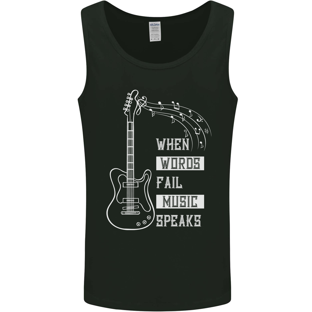 Music Speaks Guitar Graphic Mens Vest Tank Top