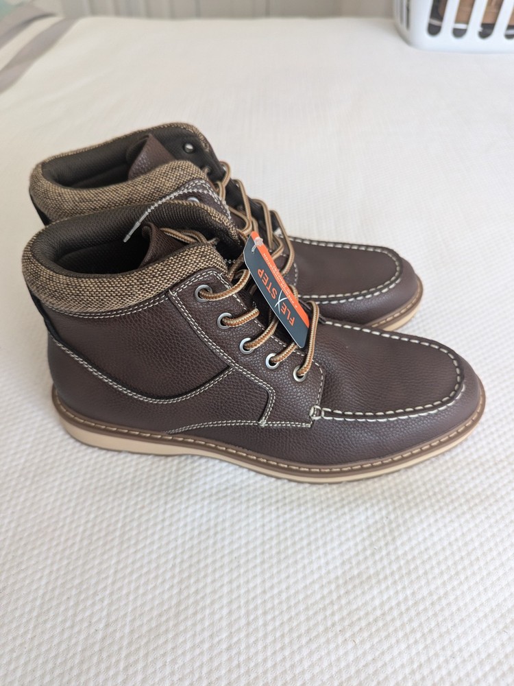FLEX STEP Larry Mens Size 9M Brown Boots Comfortable Work Shoes