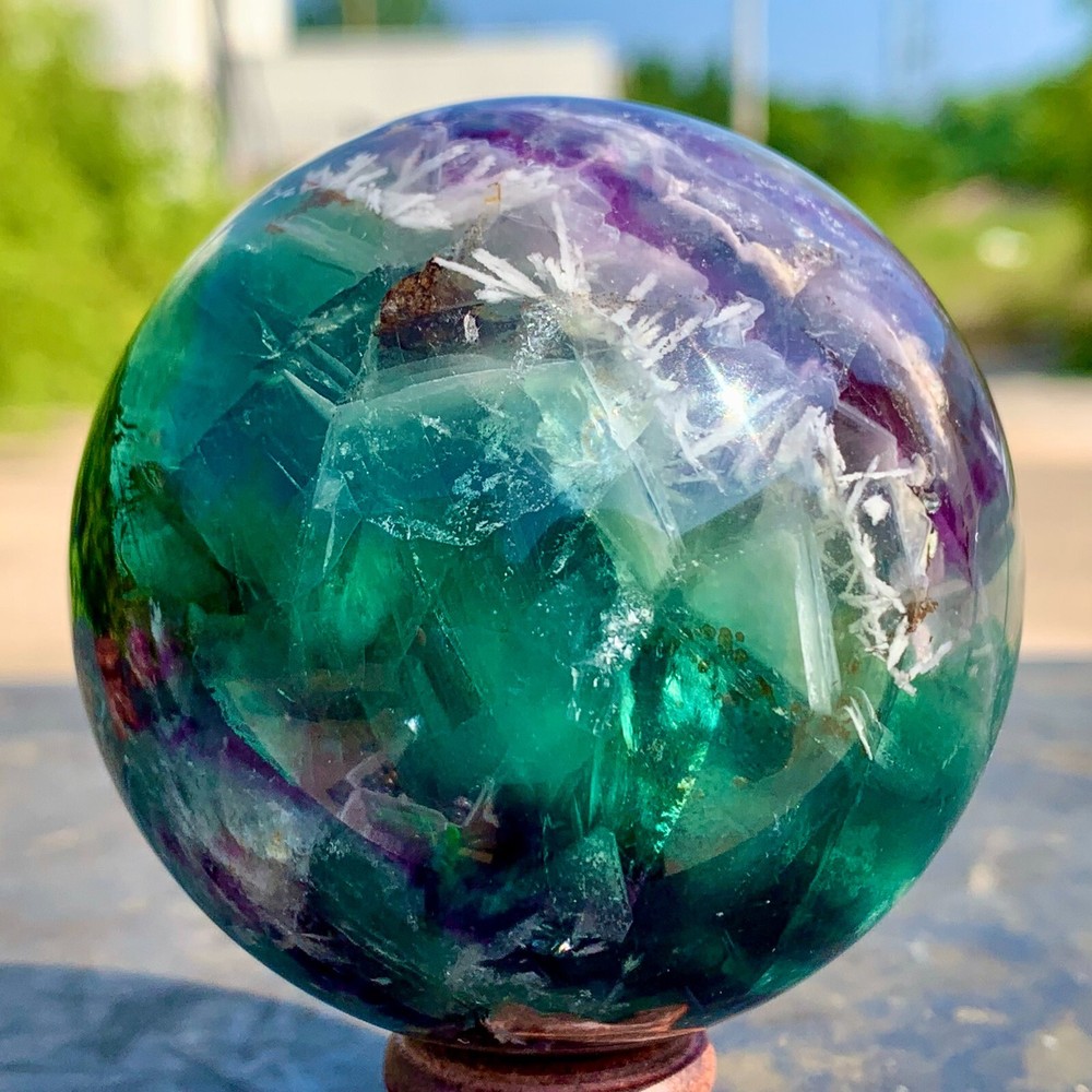 1.12LB Rare high-quality natural snowflake feather crystal ball therapeutic ball