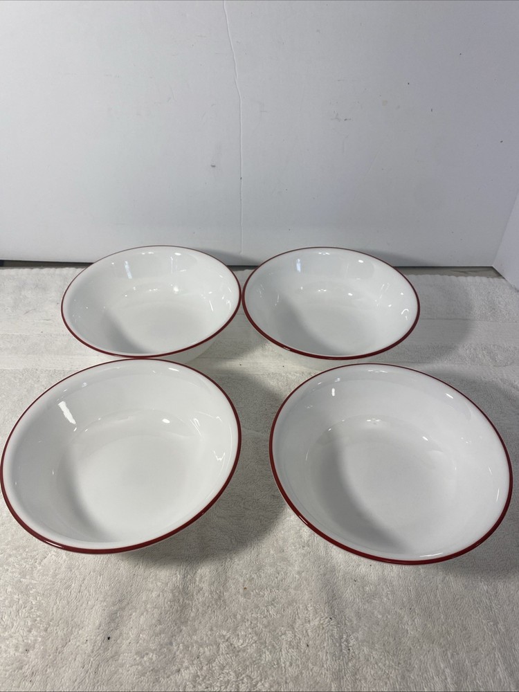 4 Corelle Splendor Bandhani Red Rim 6.25