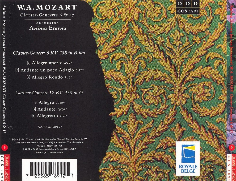 JOS VAN IMMERSEEL MOZART: CLAVIER-CONCERTE 6 & 17 NEW CD