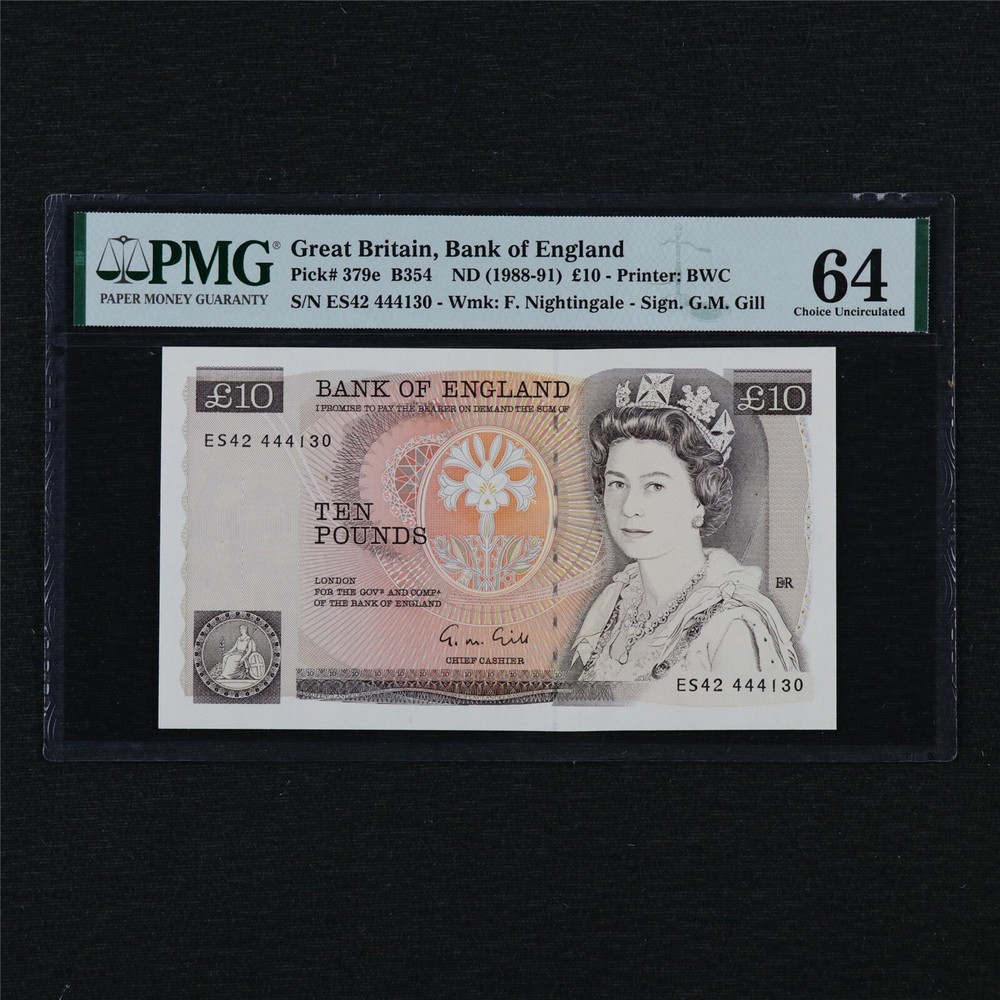 1988-91 Great Britain Bank of England 10 Pounds Pick#379e PMG 64 Choice UNC