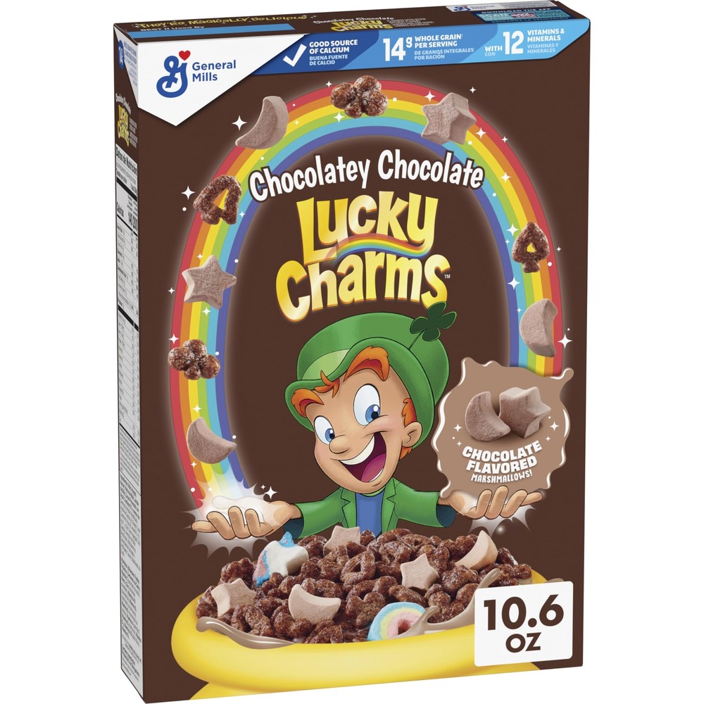 Lucky Charms Chocolatey Chocolate Cereal with Marshmallows Kids Breakfast Cer...