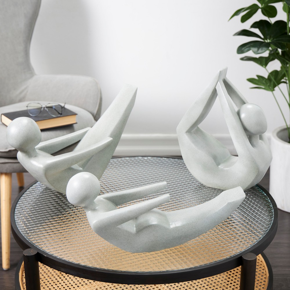 Gray Resin Abstract Yoga Decorative Garden Sculpture with
