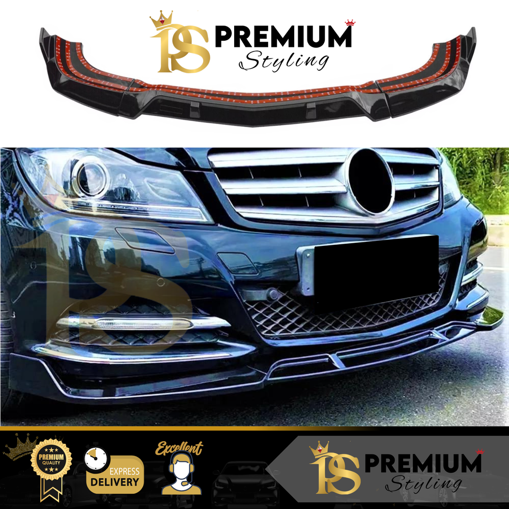 Mercedes C Class SE Brabus Style W204 Gloss Black Front Splitter Spoiler Lip