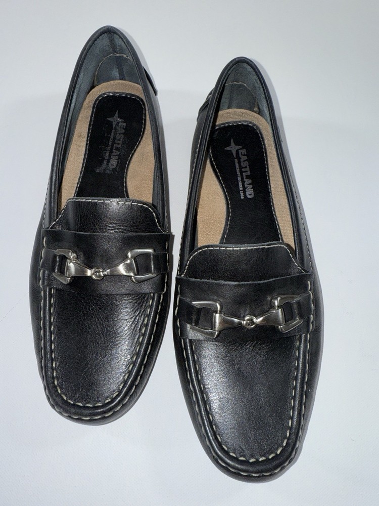 Eastland Olivia Women Black Leather Loafers Sz 8M Slip On Comfort Casual Shoes