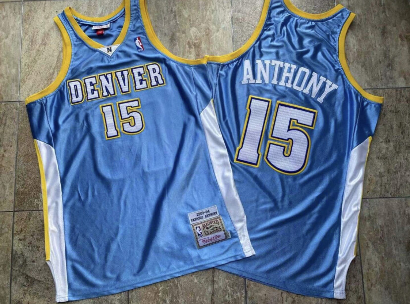 Denver Nuggets Carmelo Anthony Blue basketball retro jersey