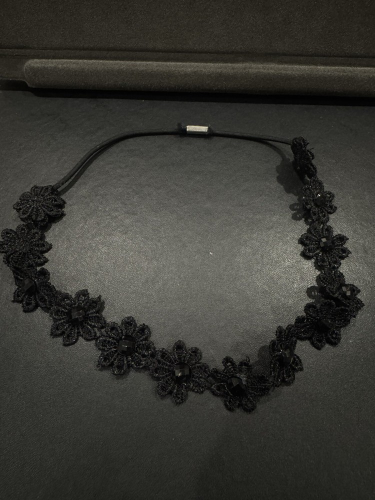 Vintage Black Lace & Stone Intricate Choker