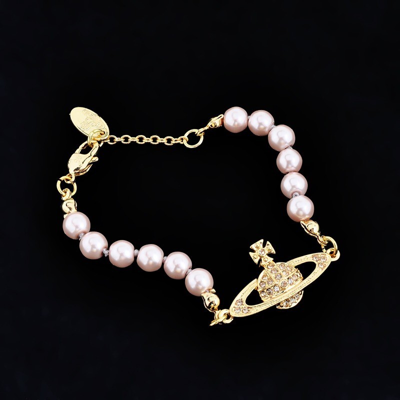 Vivienne Westwood Mini Bas Relief Pearl Saturn Bracelet New in Box