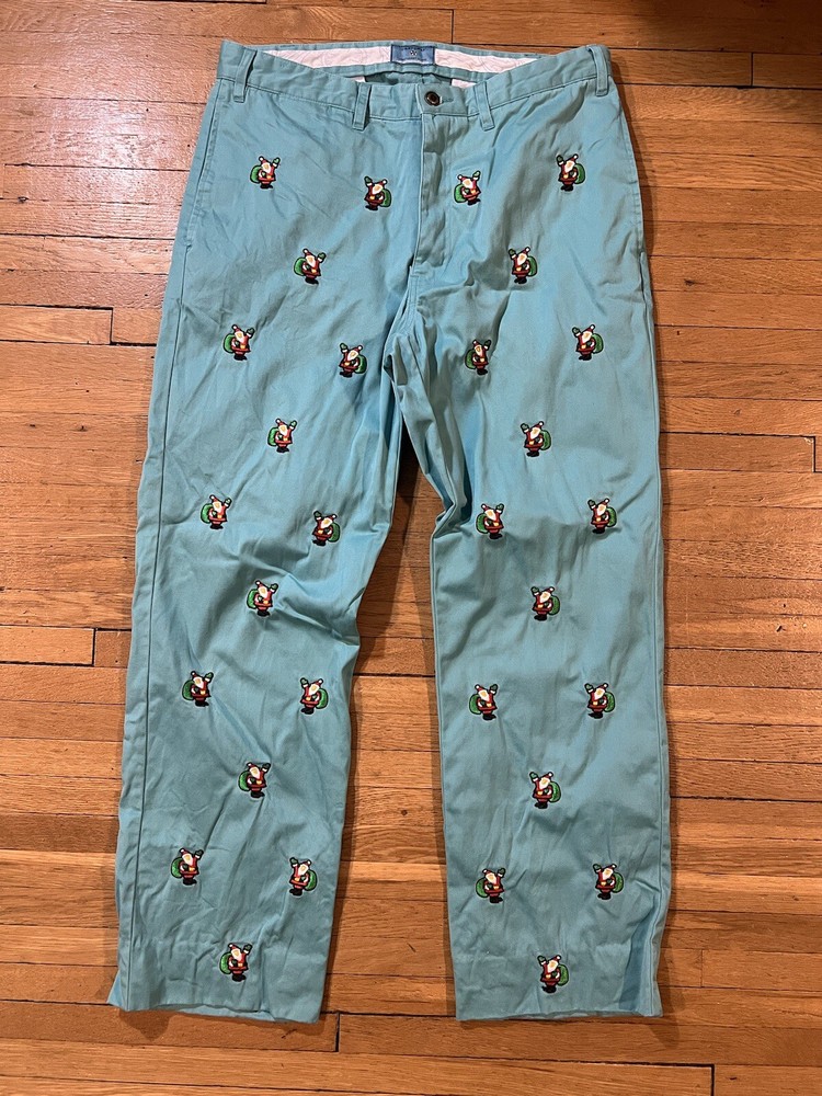 Castaway Nantucket Embroidered Christmas Santa Chino Pants Size 34x29