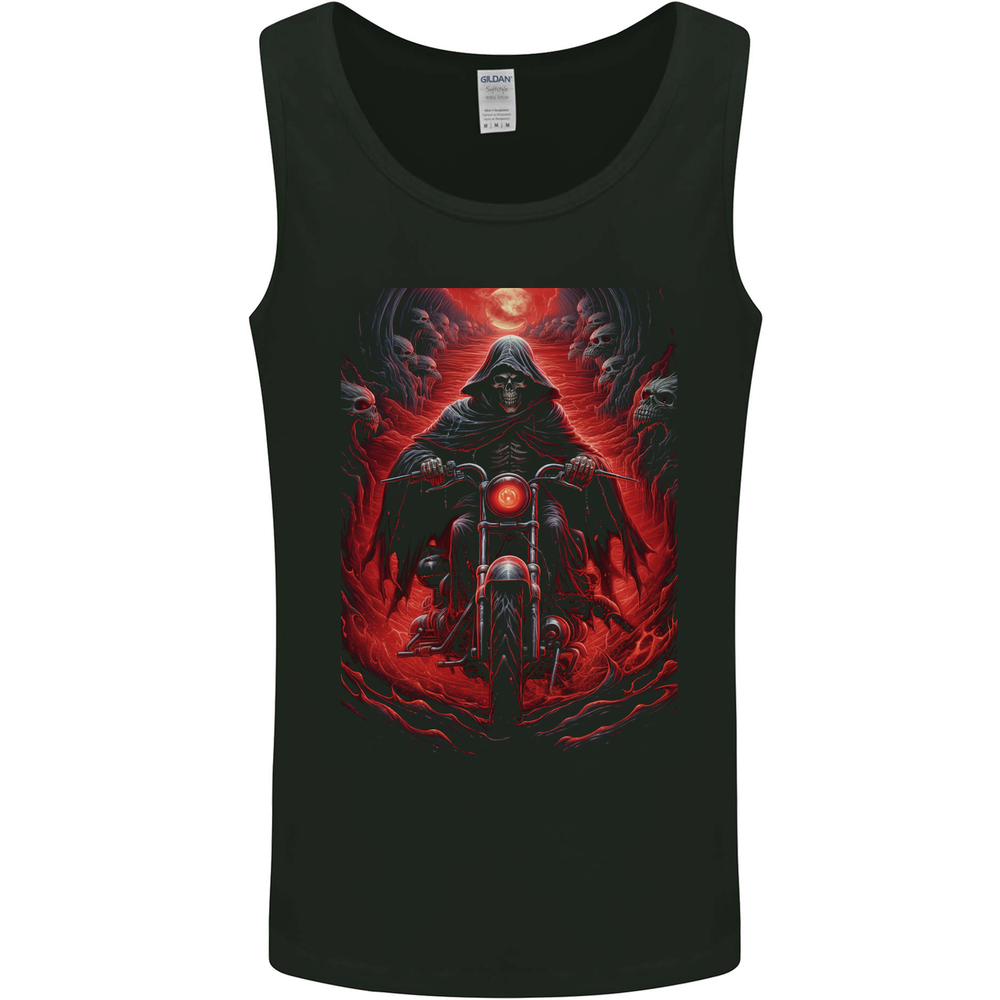 Skull Biker Motorcycle Motorbike Grim Reaper 8 Mens Vest Tank Top