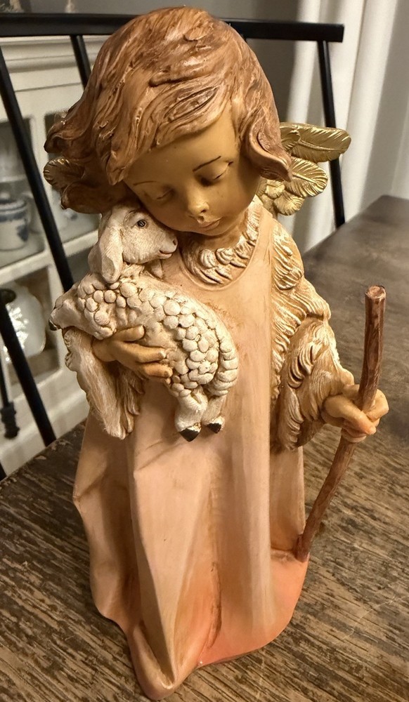 Vintage Fontanini E Simonetti Italy 1988 #562 Angel Lamb Figurine Shepherdess