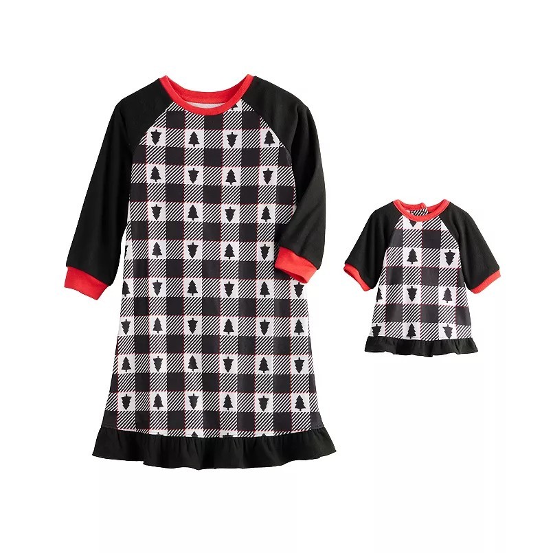 Girls 2T Jammies For Your Families® Winter Plaid Nightgown & Matching Doll Gown