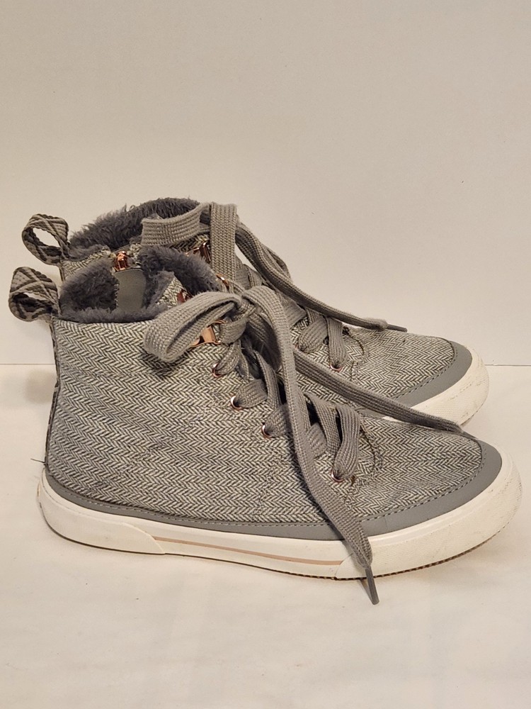 Women's ROXY Ivan Fur High-Top Shoes Size 8 Sneakers Boots Grey Laced