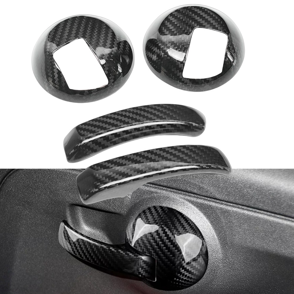 Carbon Fiber Car Inner Door Handle Cover Trim For Fiat 500 Abarth 595 2008-2023