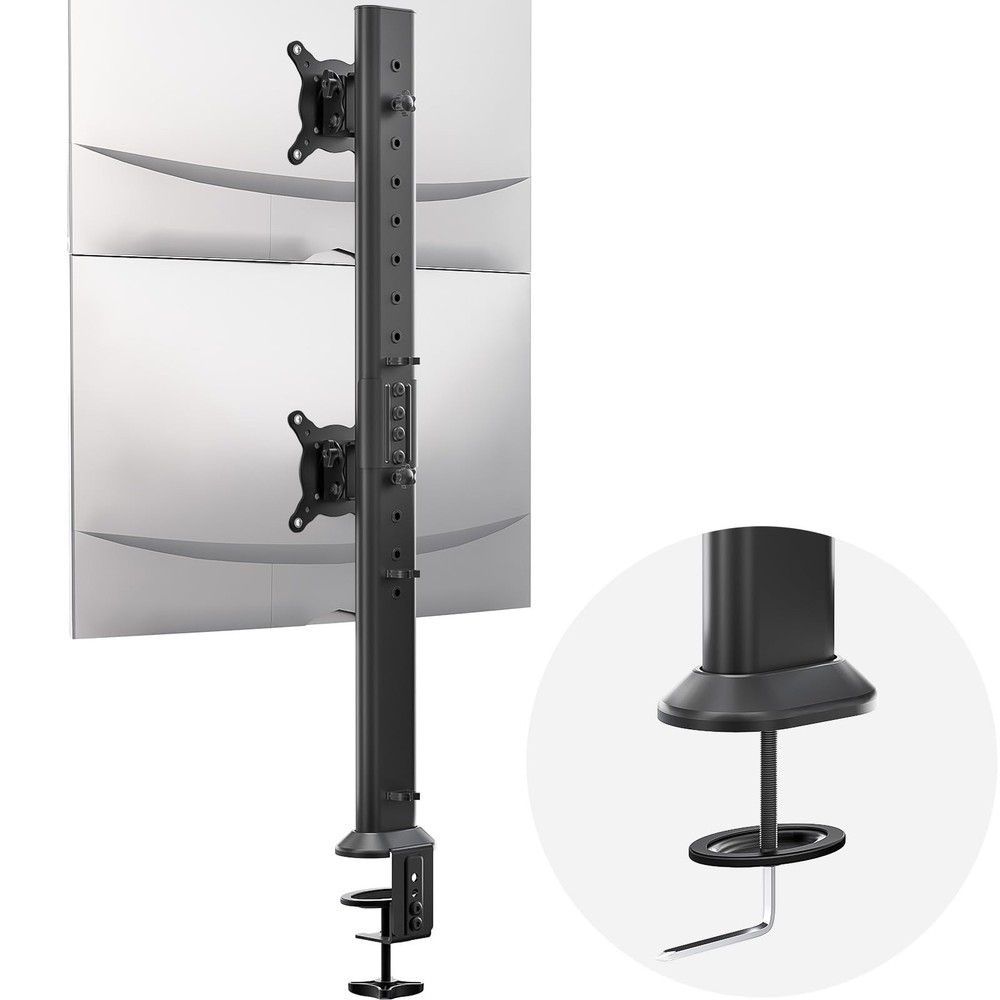 Dual Monitor Articulating Desk Mount Arm Stand for Vertical Screen Stacking