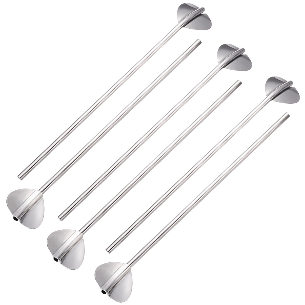 BESTONZON 6-Piece Reusable Stainless Steel Heart-Shaped Drinking Straws
