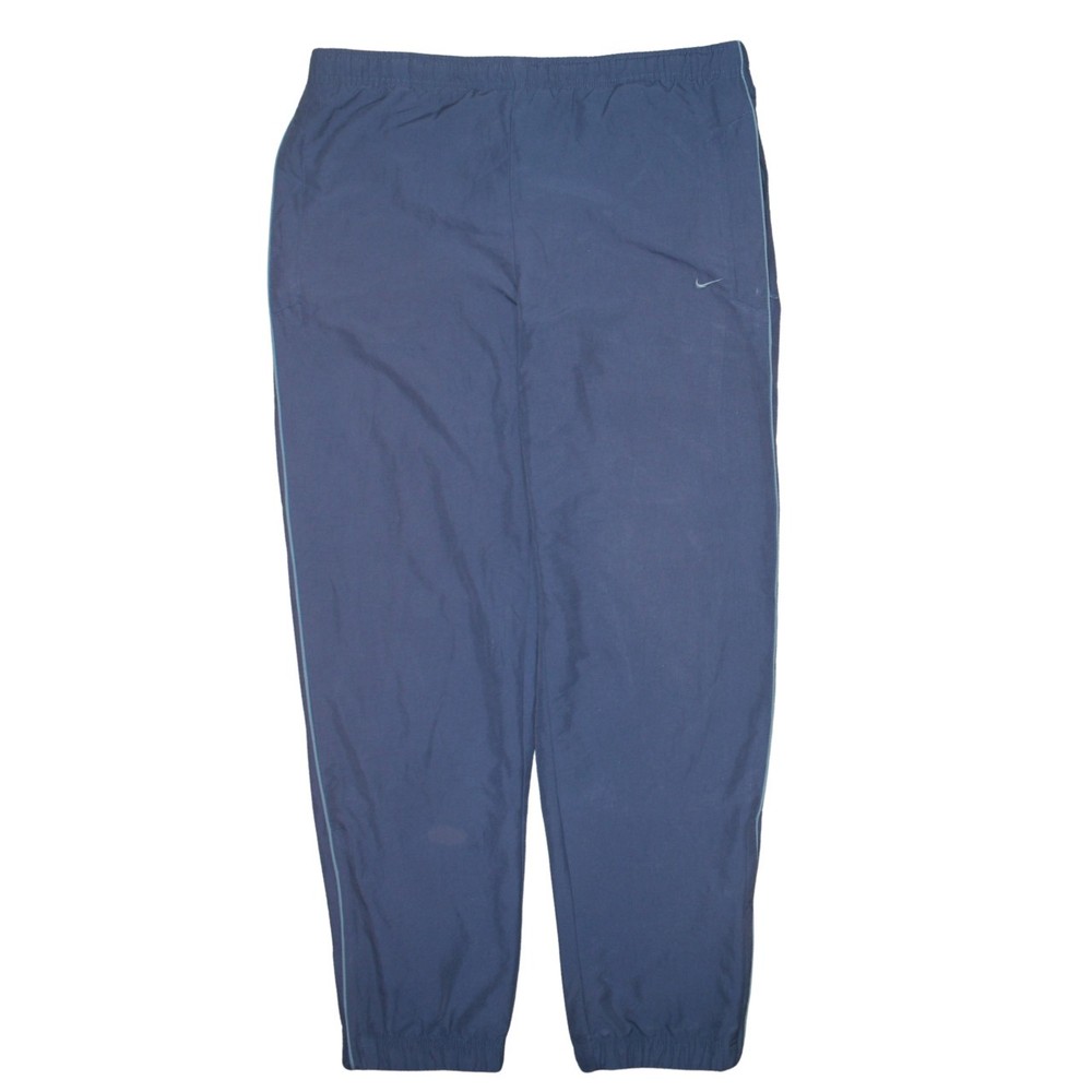Nike Mens Track Pants Navy Blue Nylon Embroidered Swoosh Elastic Waist Cuffed M