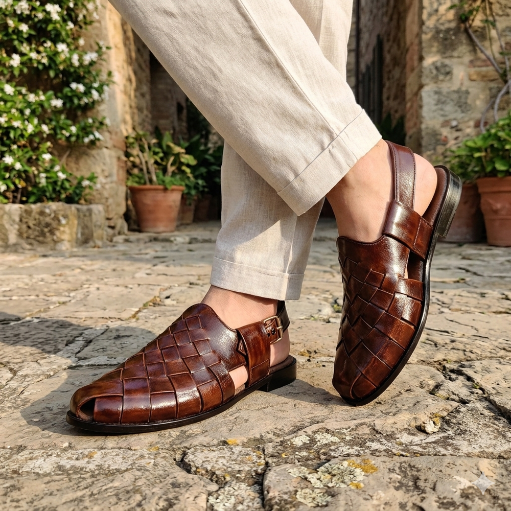 Men's Premium Handcrafted Woven Leather Fisherman Sandals Gladiator
