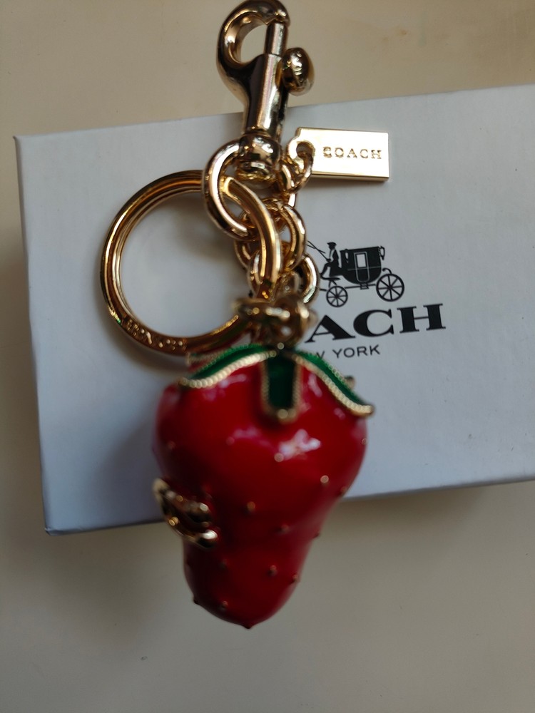 new ™COACH Strawberry KeyChain Bag Charm Resin and Metal