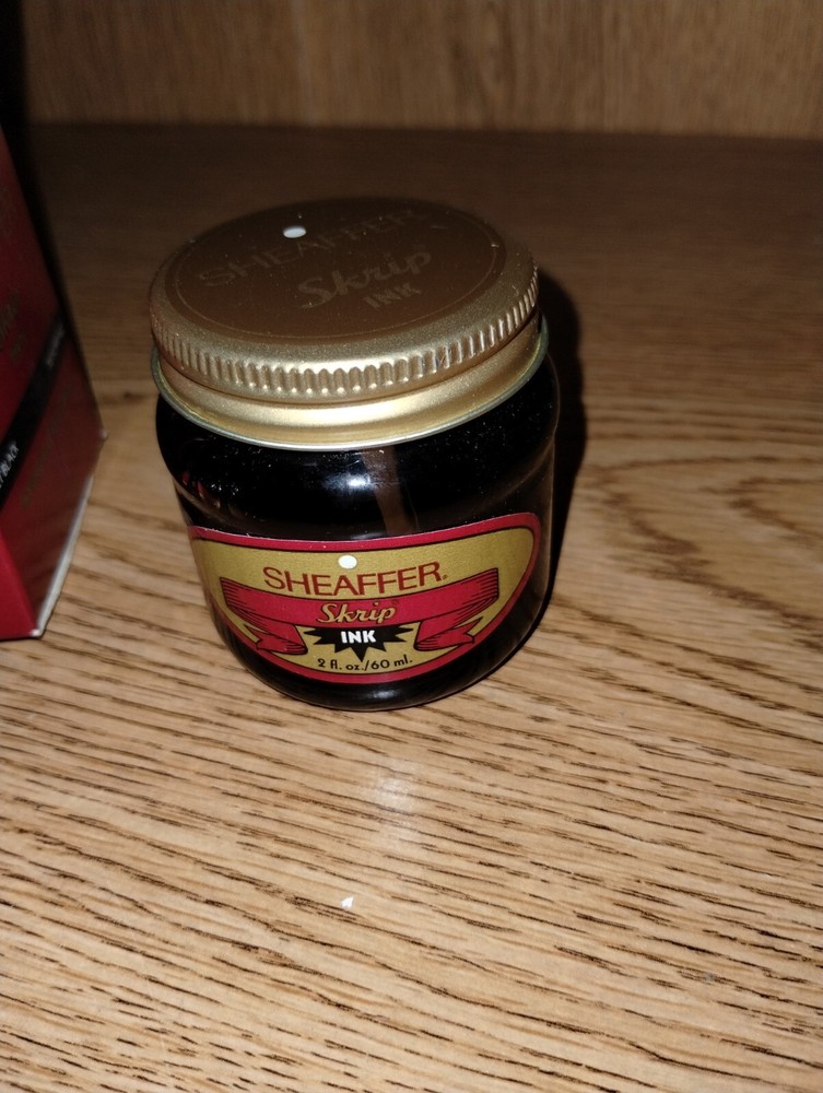 Vtg Sheaffer Jet Black Classic Bottled Fountain Pen Ink 2oz (60ml) in Box NOS!