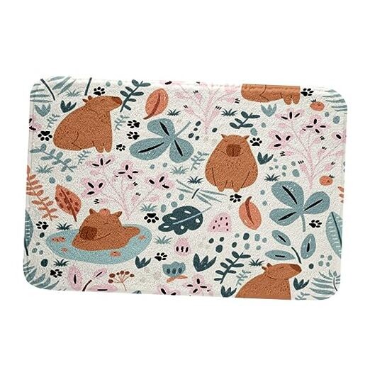 Cartoon Capybara Bath Mat for Animal Lovers 16x24 Inch Soft Non-Slip Bathroom Rug Multi 03