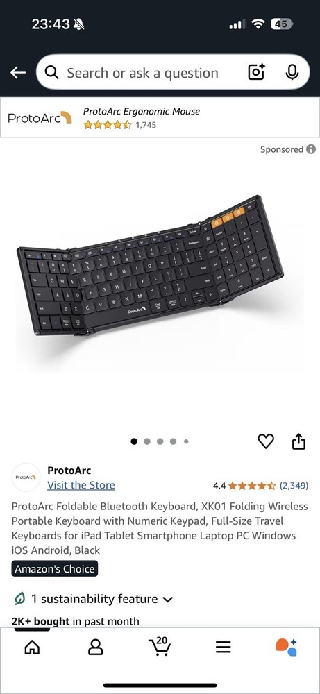 ProtoArc XK01 Foldable Bluetooth Keyboard