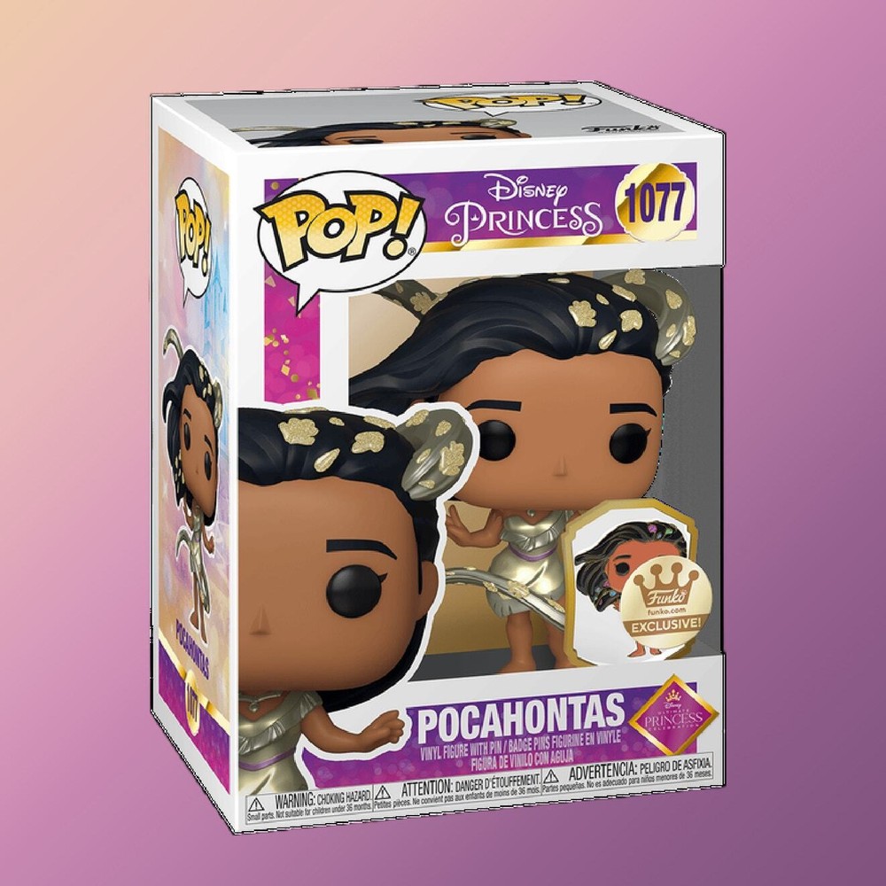 Disney Ultimate Princess Gold Pocahontas Funko Pop with Pin 1077