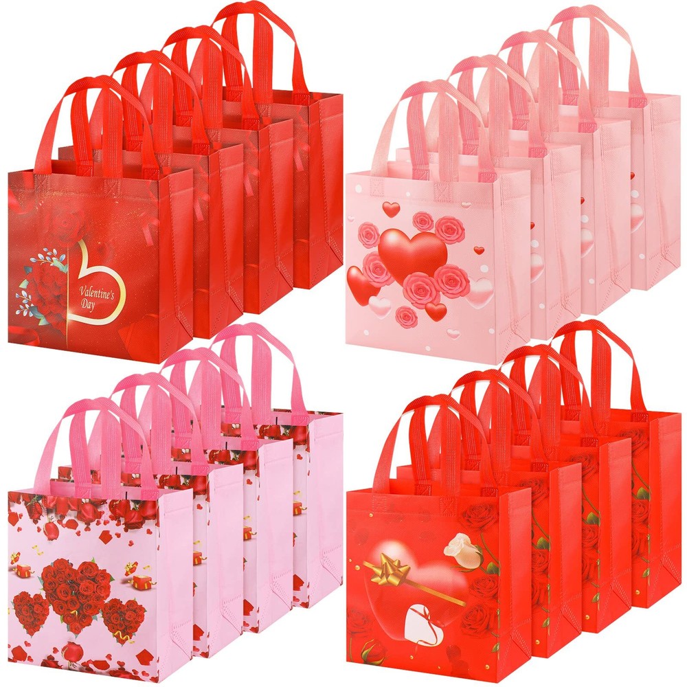 Valentines Day Gift Bags Reusable Shopping Bag Heart Rose Valentine Tote Bag ...-image