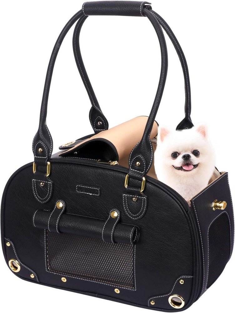 PetsHome Black Dog Carrier Purse for Small Pets Single Pack