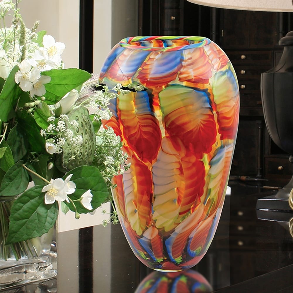 Adoro Hand Blown Orange Art Glass Vase