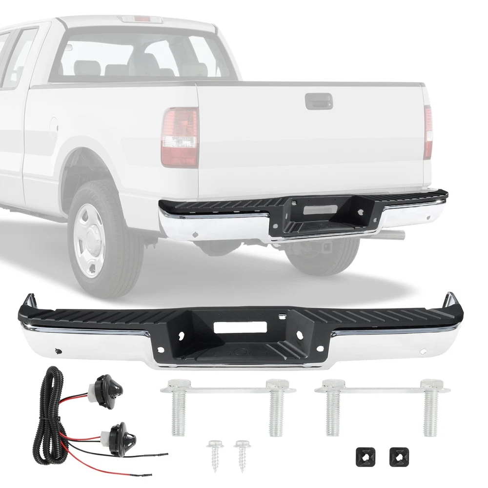 Rear Bumper Assembly For 2006-2008 Ford F150 F250 Chrome w/ Parking Sensor Holes
