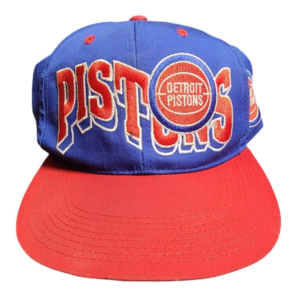 Vintage Detroit Pistons Snapback Hat Cap Blue Red G Cap NBA Basketball 90s