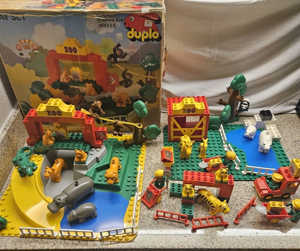 4 Vintage DUPLO lego Sets 2661 2664 2666 2668 CHILDREN'S ZOO Jungle  COMPLETE