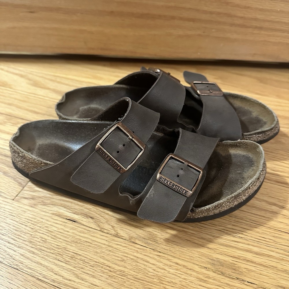 Birkenstock Arizona Brown Leather Sandals EU 40 US 9 Two Strap Cork Footbed