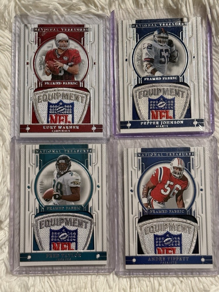 4 Card NFL Shield Equipment Logo Patch National Treasures Card One Of A Kind Lot