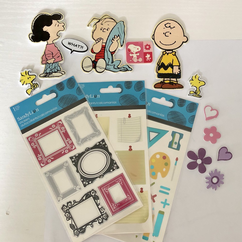 Back To School Stickers Lot Peanuts Paper Supplies Card Making Scrapbooking-image