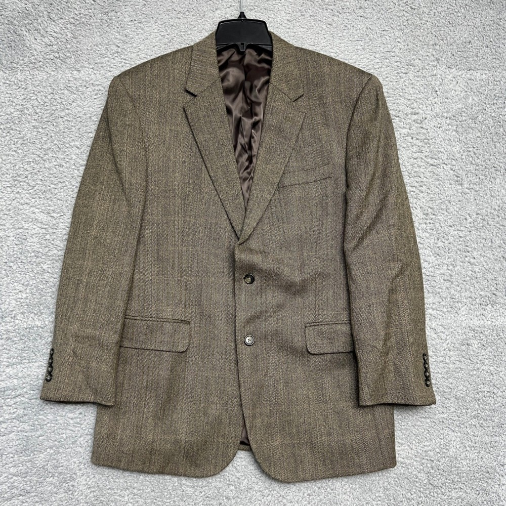 Jos A Bank Sport Coat Mens 42R Herringbone Blazer 100% Wool Business Casual
