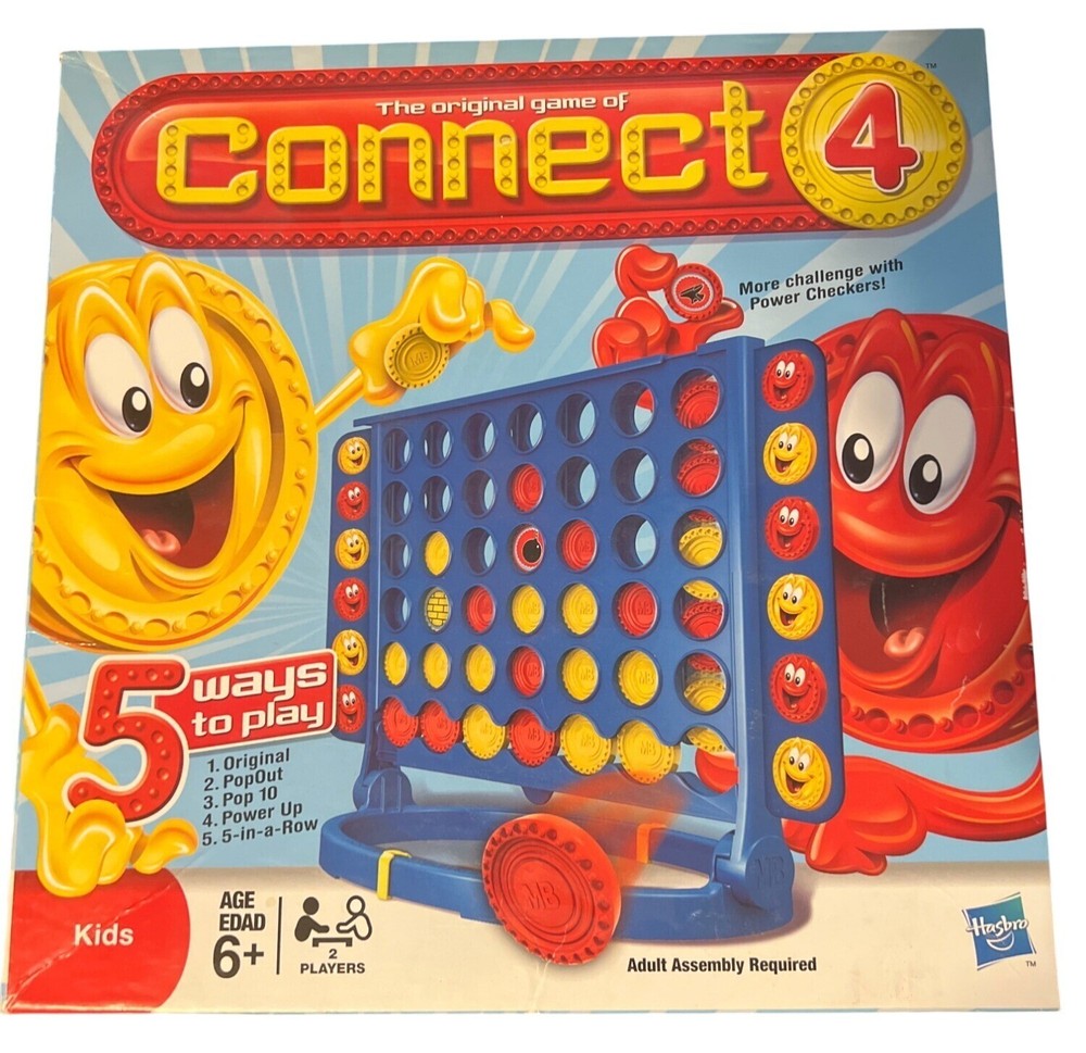 The Original Game Of Connect 4 By Hasbro With 5 Ways To Play & Power Checkers Fo