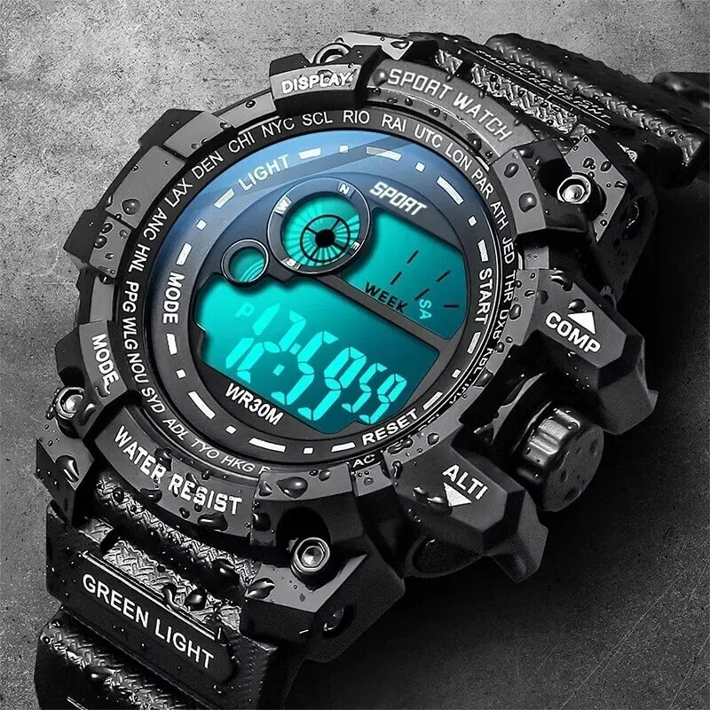 Men's Military Tactical Waterproof Sports Watch with LED G-Shock Style