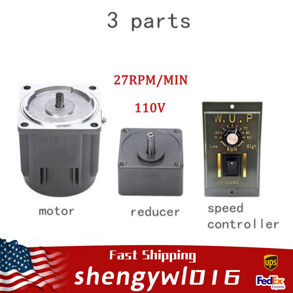 Reversible AC Gear Motor Electric Variable Speed Controller 27 RPM/MIN 1:50 110V