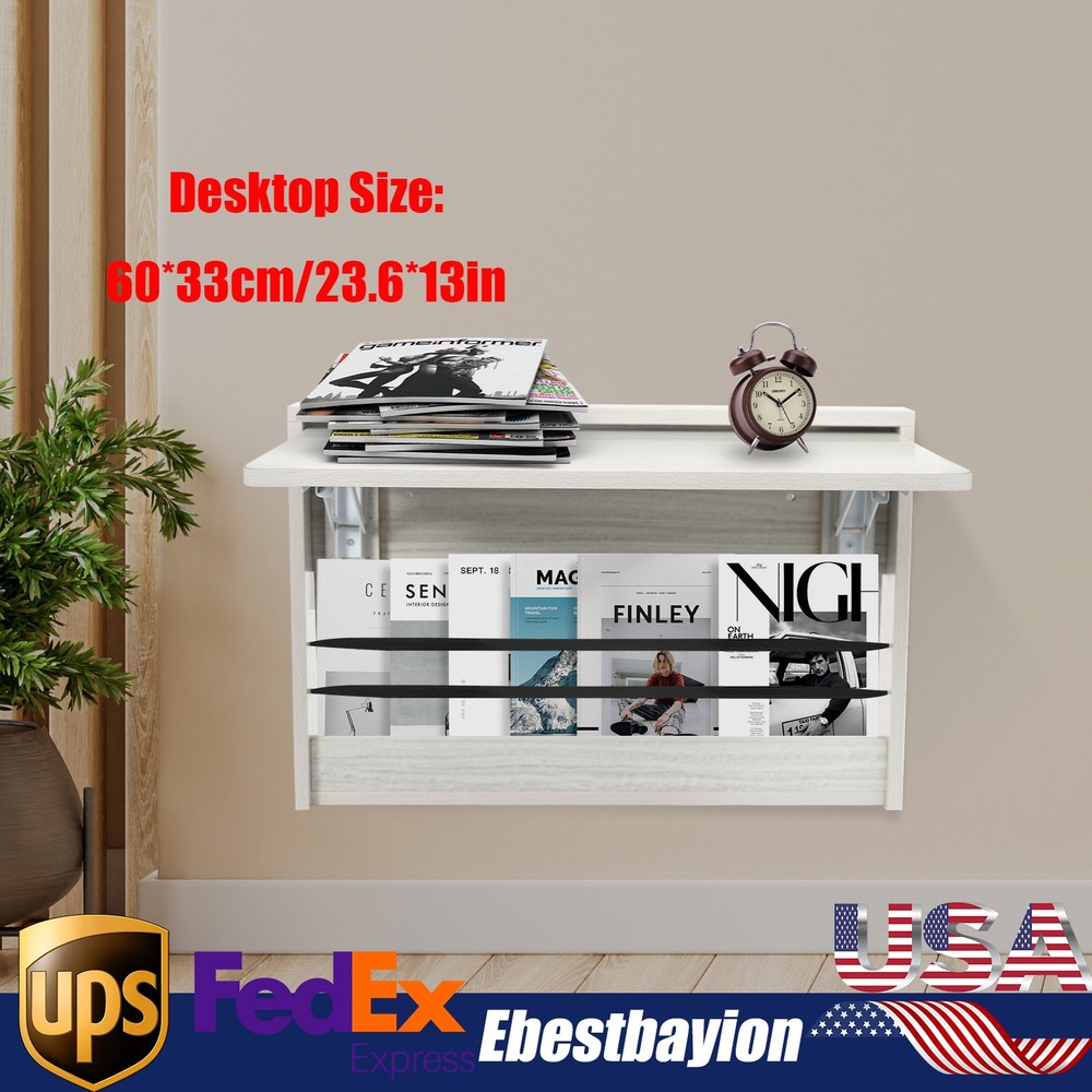Wall-Mounted Fold Down Table 24.8x16.3 Inches Space-Saving 90 Degree Folding Design