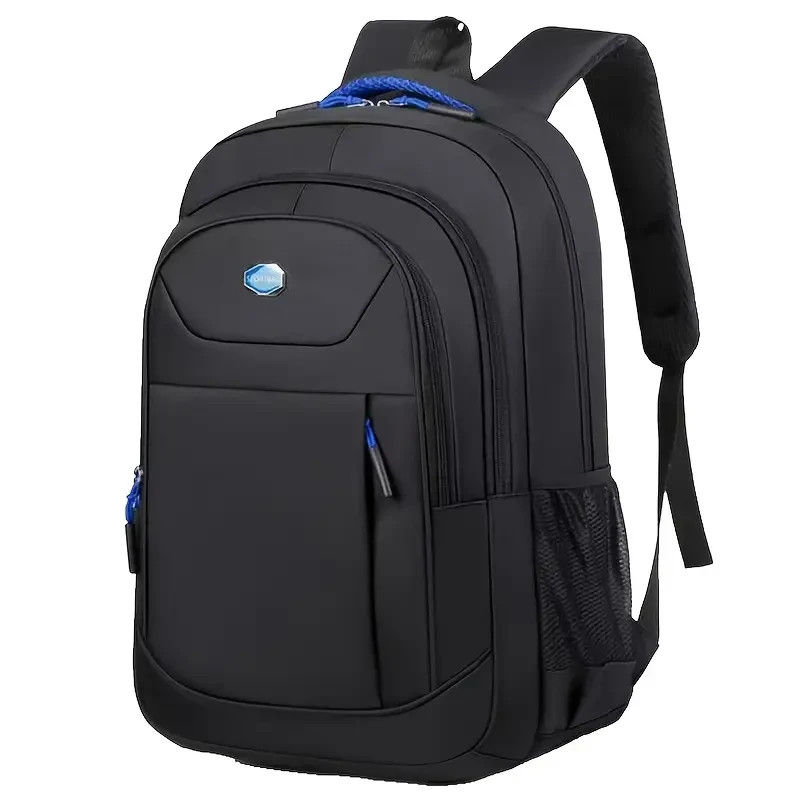 Black Travel Backpack Unisex Large Capacity Work School Bag Zippers Durable