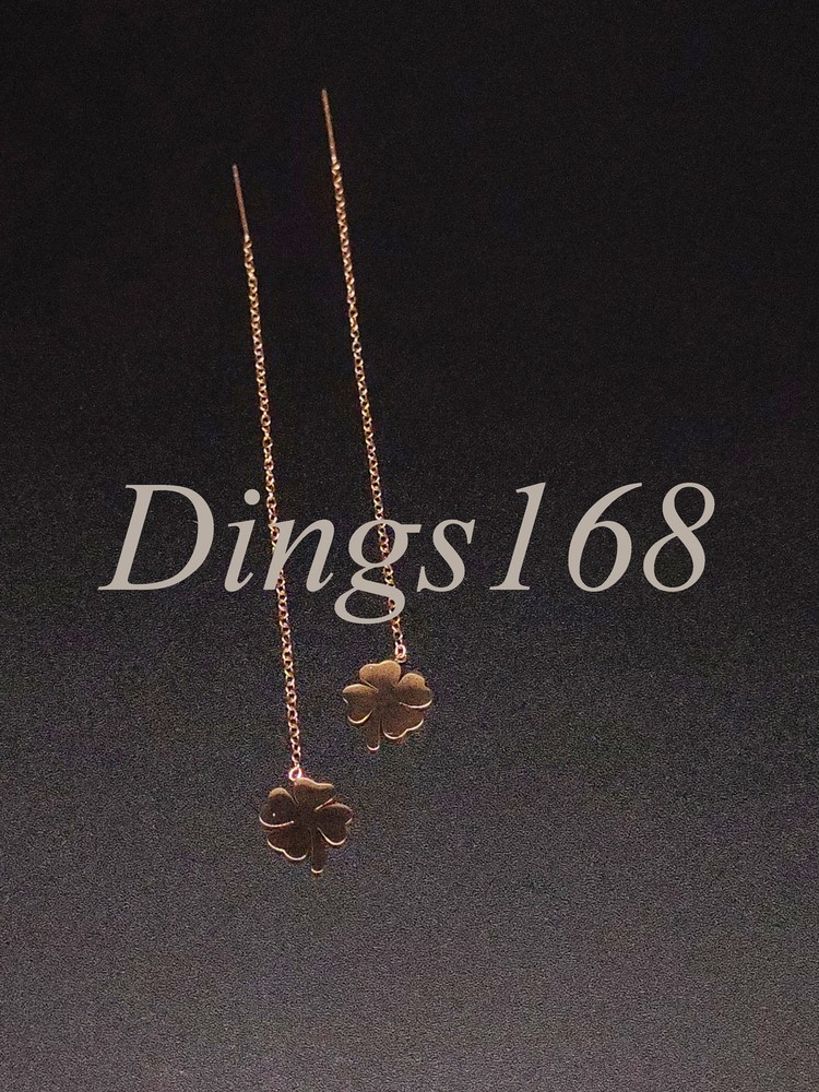 18K Rose Gold Filled Designer Inspired 92mm/3.6inch Long Thread Clover Earrings