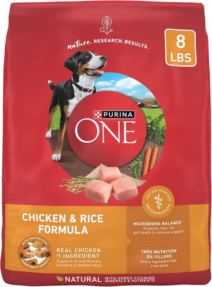 Purina ONE Dry Dog Food Chicken and Rice Formula 8 lb Bag