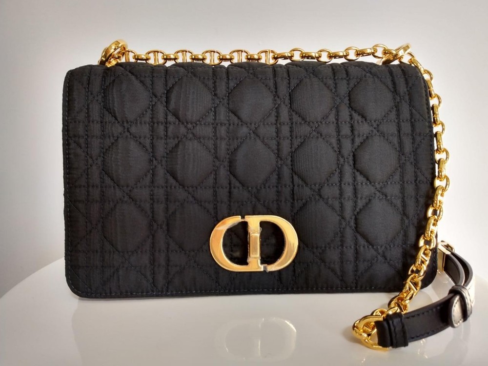 Dior Black Medium Caro Bag in Technical Fabric with Auth Card
